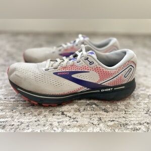 Brooks Ghost 14 Running Shoes Womens Size 11.5 Gray Purple Coral Cushion
